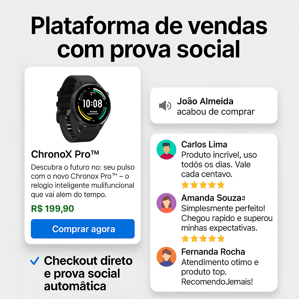 Página de Vendas com Checkout Mercado Pago Pix Automático e Prova Social